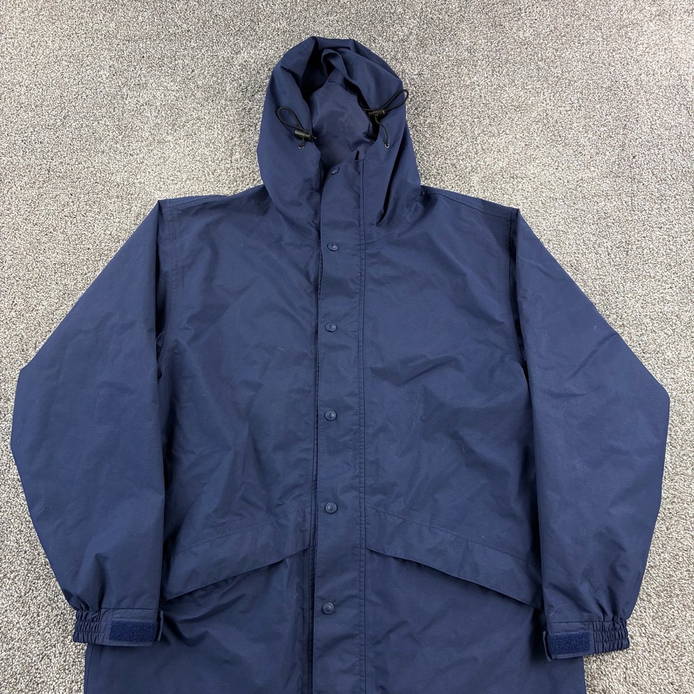 Vintage Cabela's‎ Rain Jacket Mens Medium Navy Blue Nylon GORE-TEX Parka Long